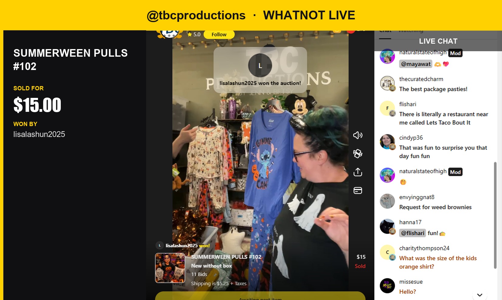 Costume Pull from tbcproductions Sells for $15