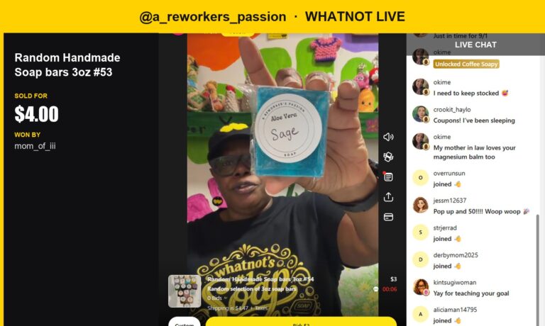 Whatnot Watch: Handmade Soap Finds in a_reworkers_passion's Live Show