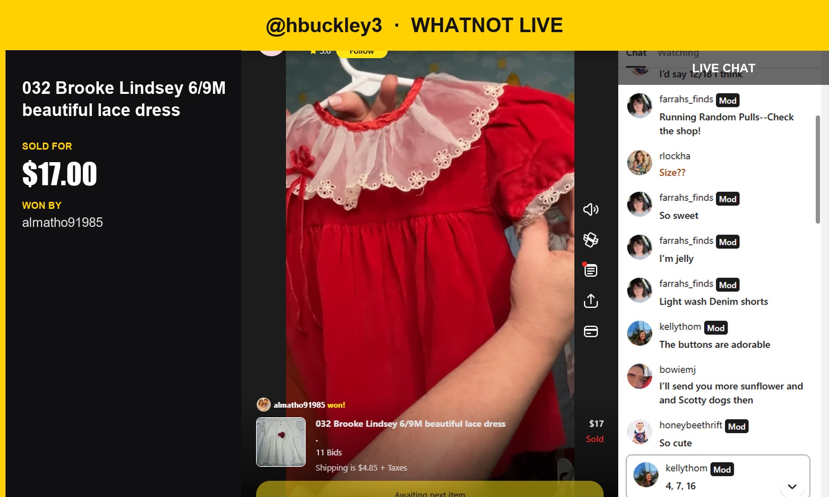 Vintage Baby Dress Sells for $17 on Whatnot Live Show