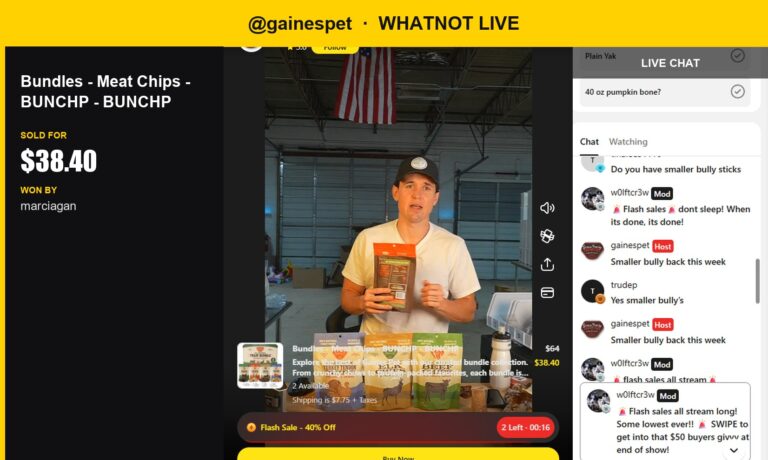 Meat Chip Bundle Sells for $38.40 at Gainespet's Whatnot Show