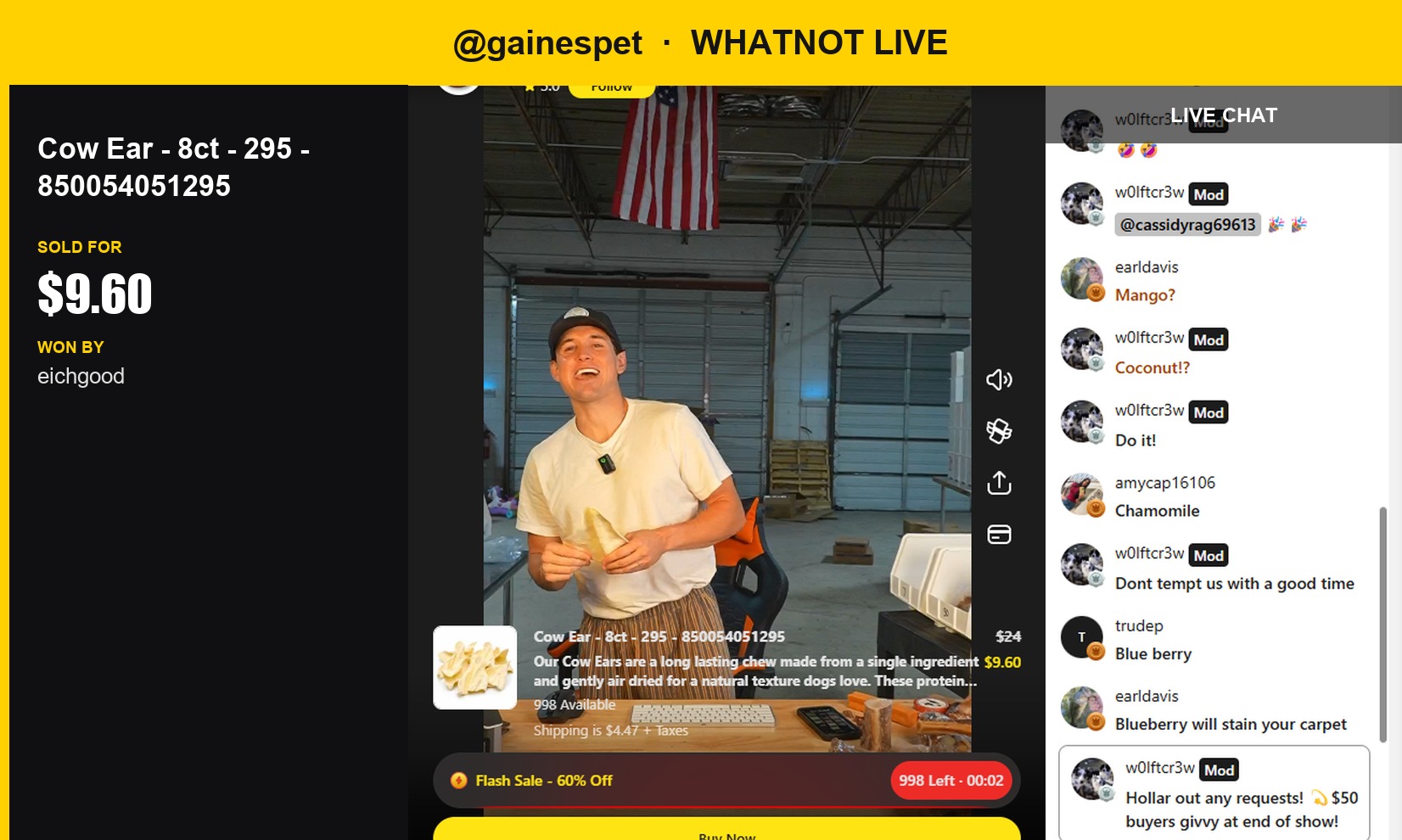 Cow Ear Frenzy on Whatnot Live!