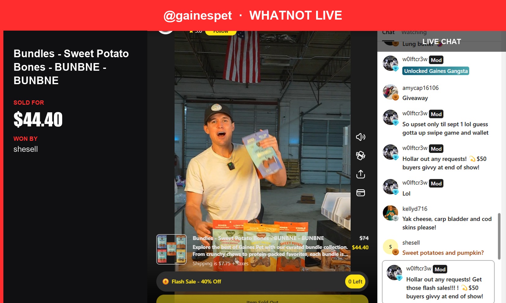 Sweet Treat Bundle Sells for $44.40 in Whatnot Show