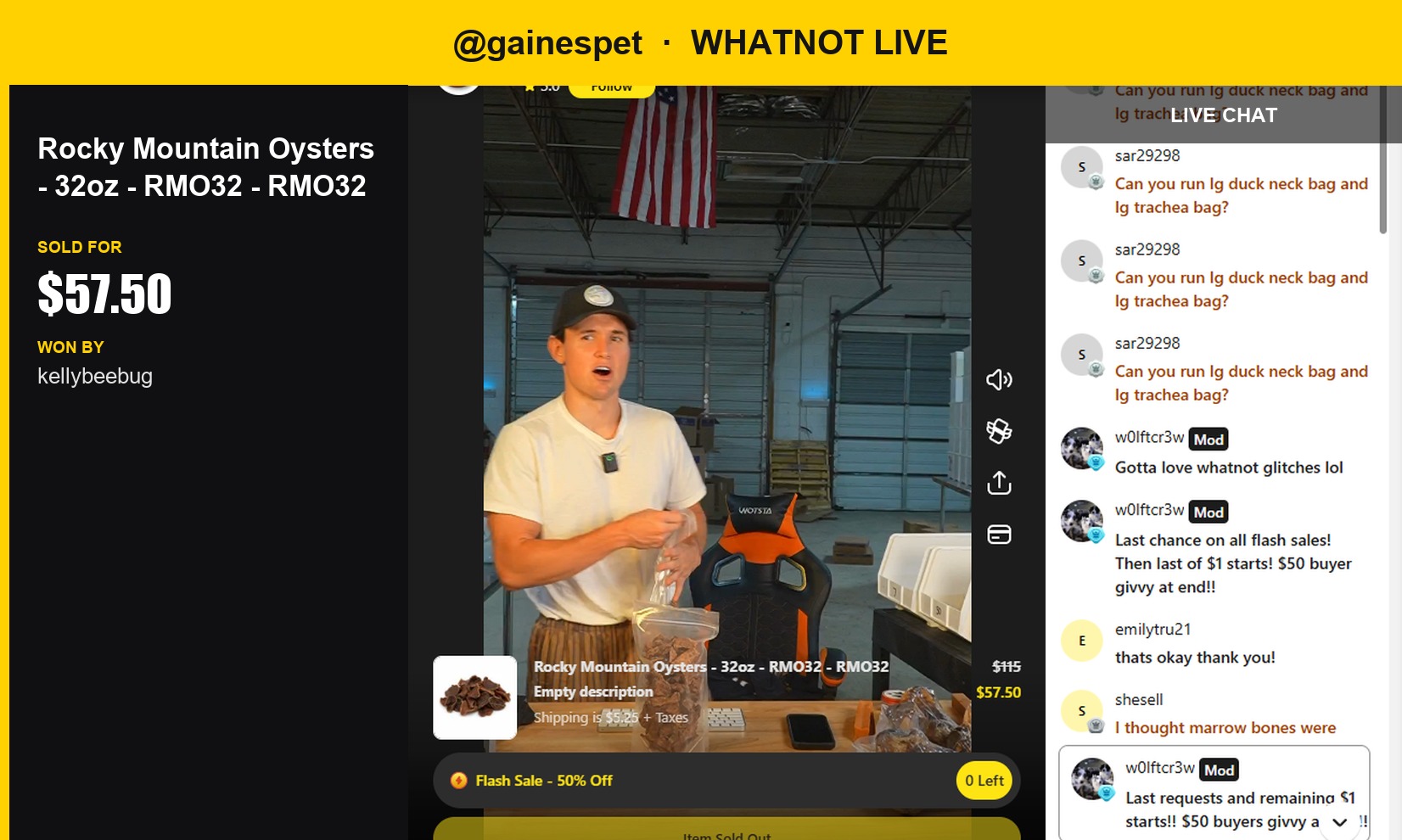 Rocky Mountain Oysters Sell for $57.50 in Whatnot Live Show