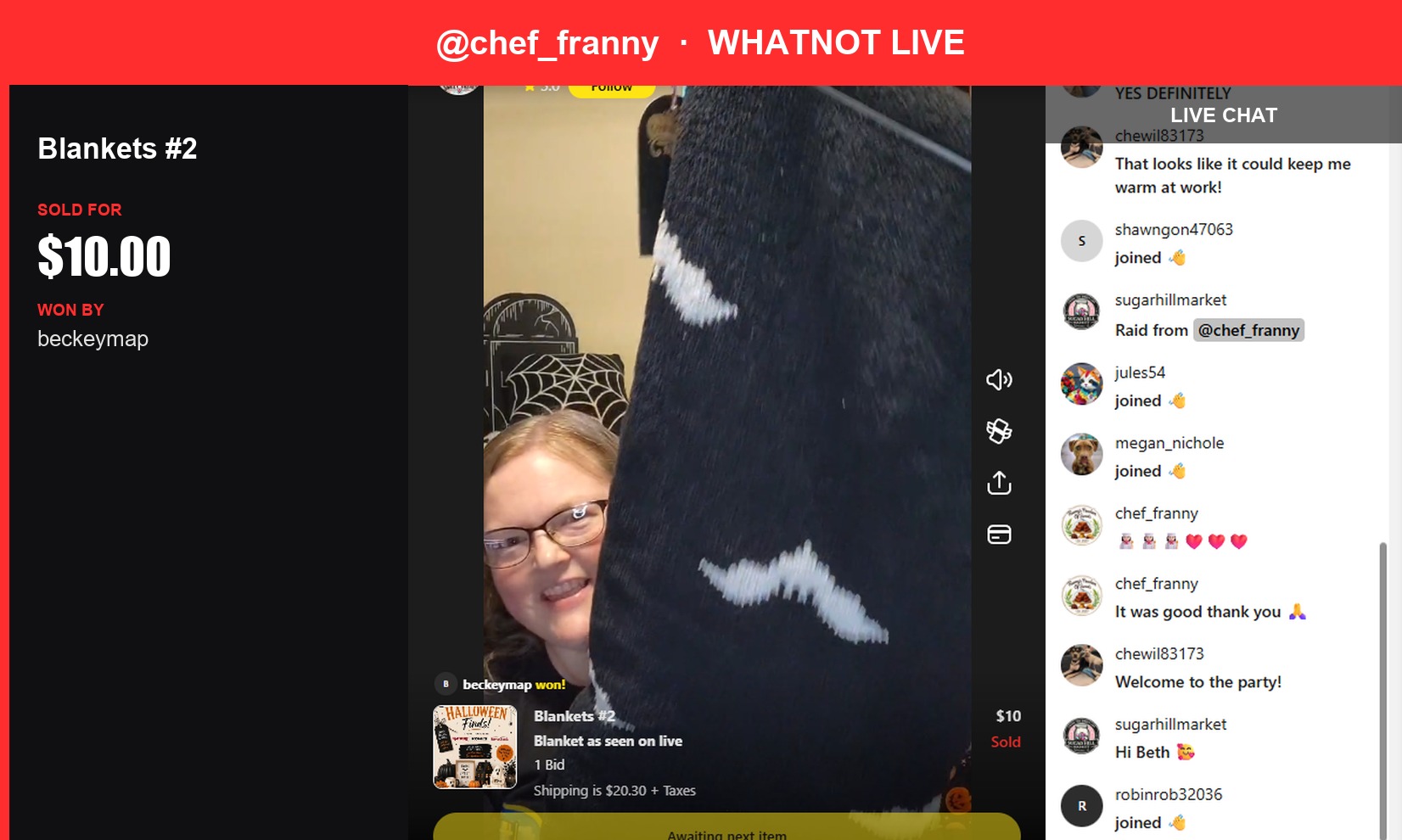 Chef Franny's Sweet Surprise: A Cozy Blankie Sells Out