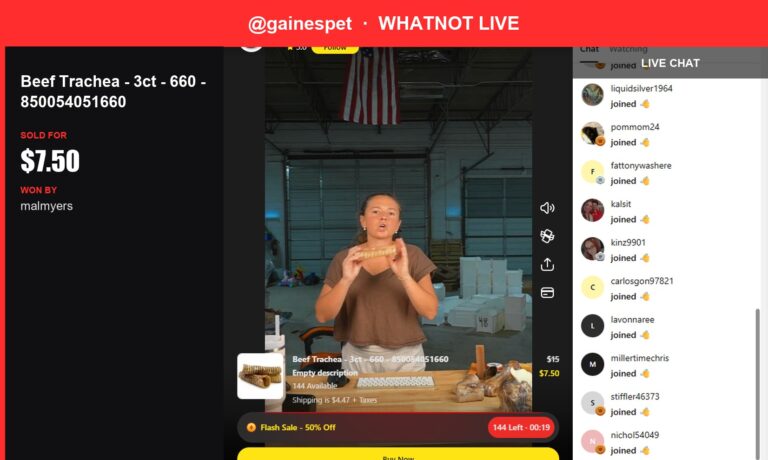 Three-Piece Beef Trachea Sells for $7.50 in Whatnot Live Auction