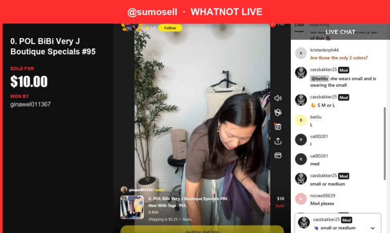 BiBi Loungewear Item Sold on Whatnot Live Show