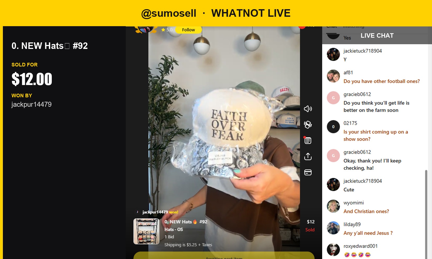 $12 Snapback Hat Sells in a Flash on Whatnot