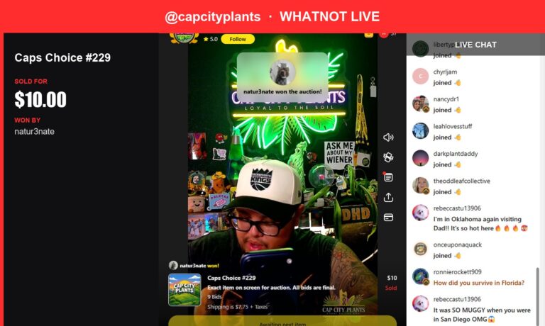 Whatnot Live Winner: Natur3nate Takes Home a Monstera Ticon for $10