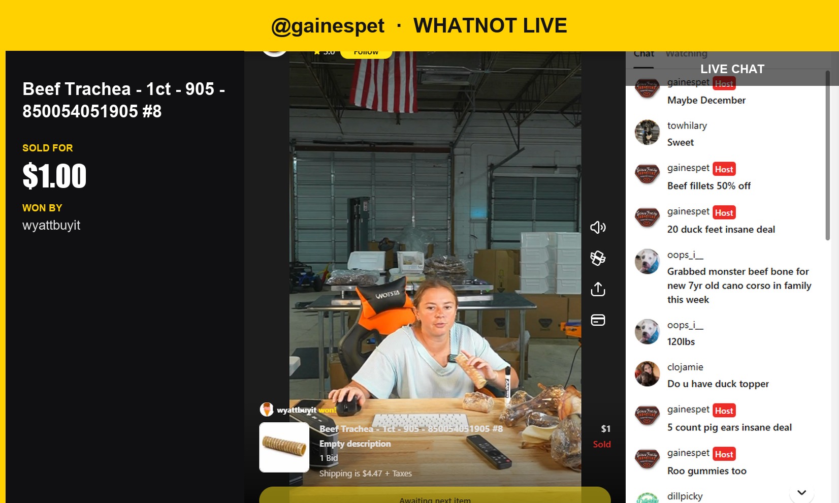 One Trachea to Rule Them All: Buyer Pays $1 for a $5 Retail Value in Whatnot Live Auction