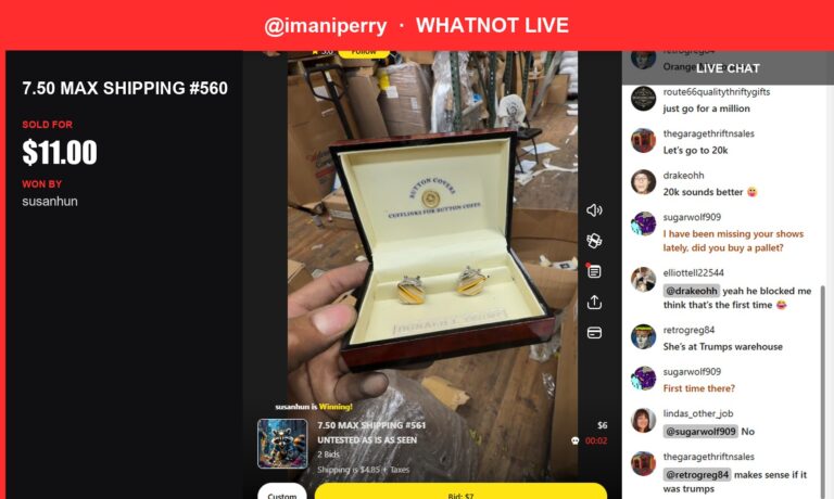 "Vintage Metal Cufflink Duo Wins Over Bidders on ImaniPerry's Whatnot Show"