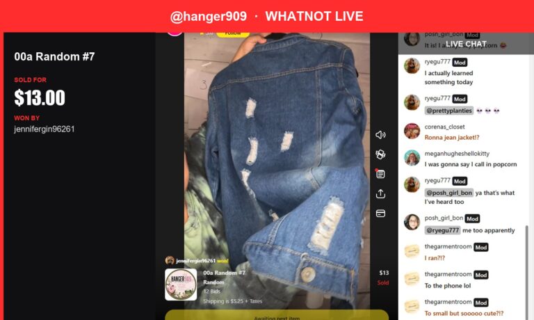 Unbranded Ribbed Jacket Sells for $13 in Whatnot Live Show