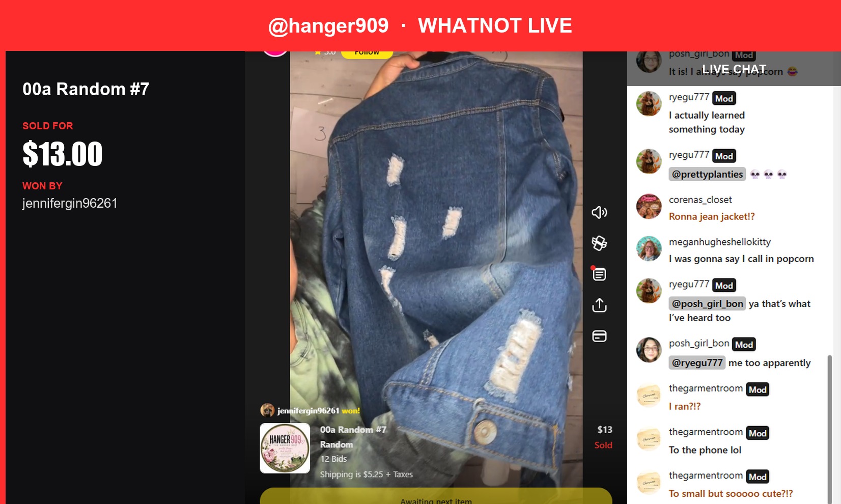 Unbranded Ribbed Jacket Sells for $13 in Whatnot Live Show