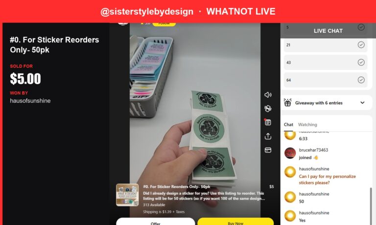 Gradient Circle Stickers Sell Out in Whatnot Live Show