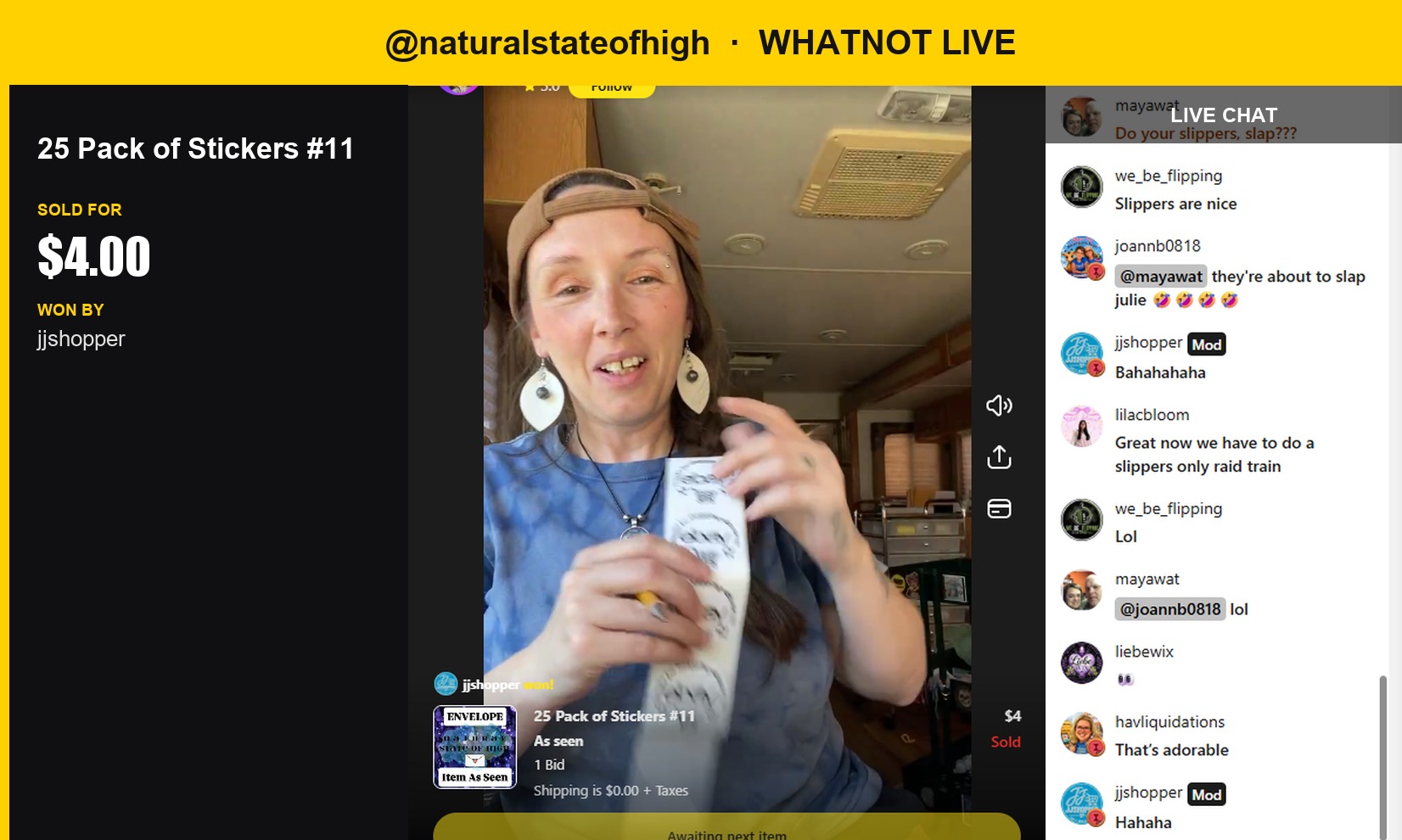 25 Pack of Stickers #11 Sells for $4.00 during naturalstateofhigh's Whatnot Live!