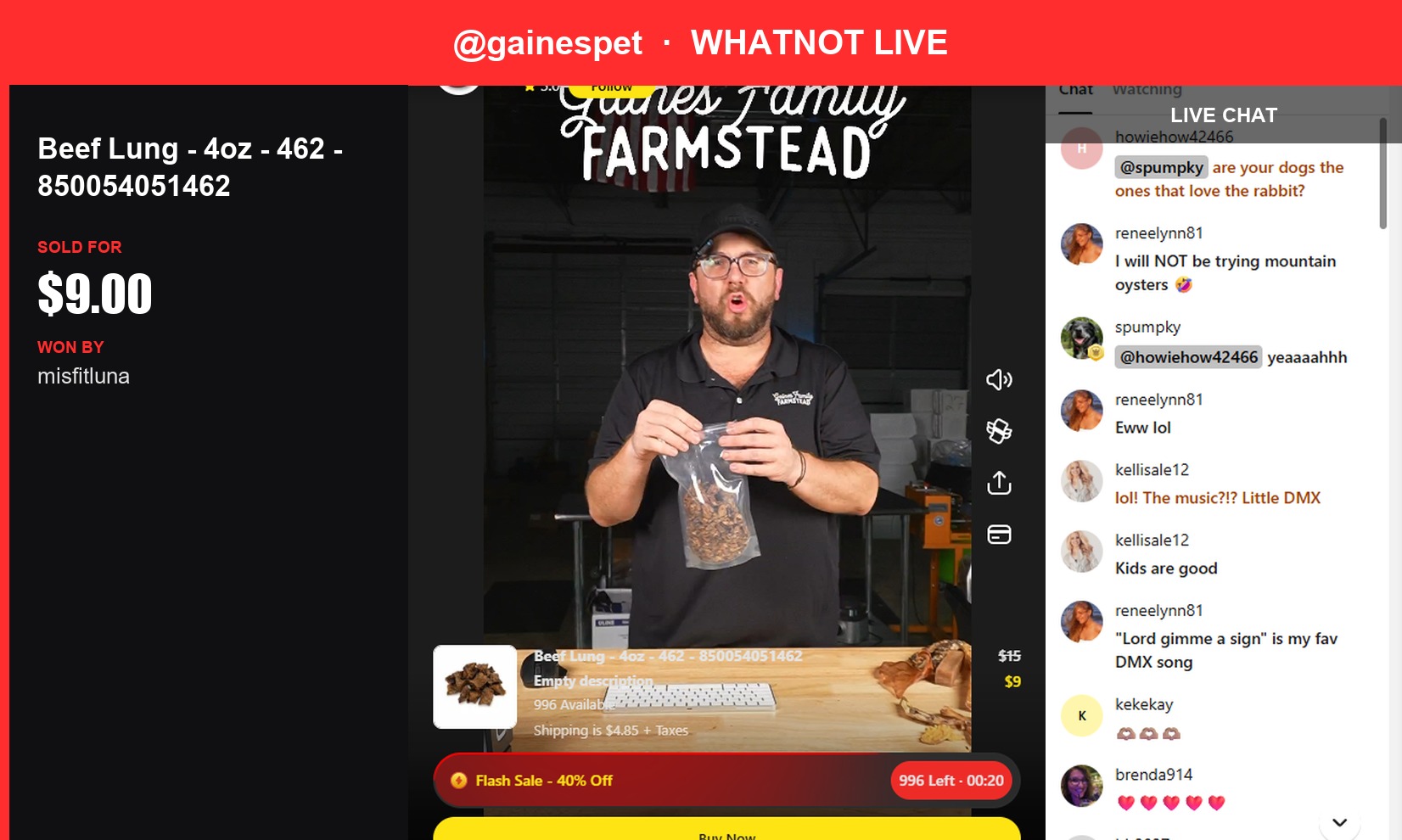 Beef Lung Scores a Winner in Whatnot Live Auction