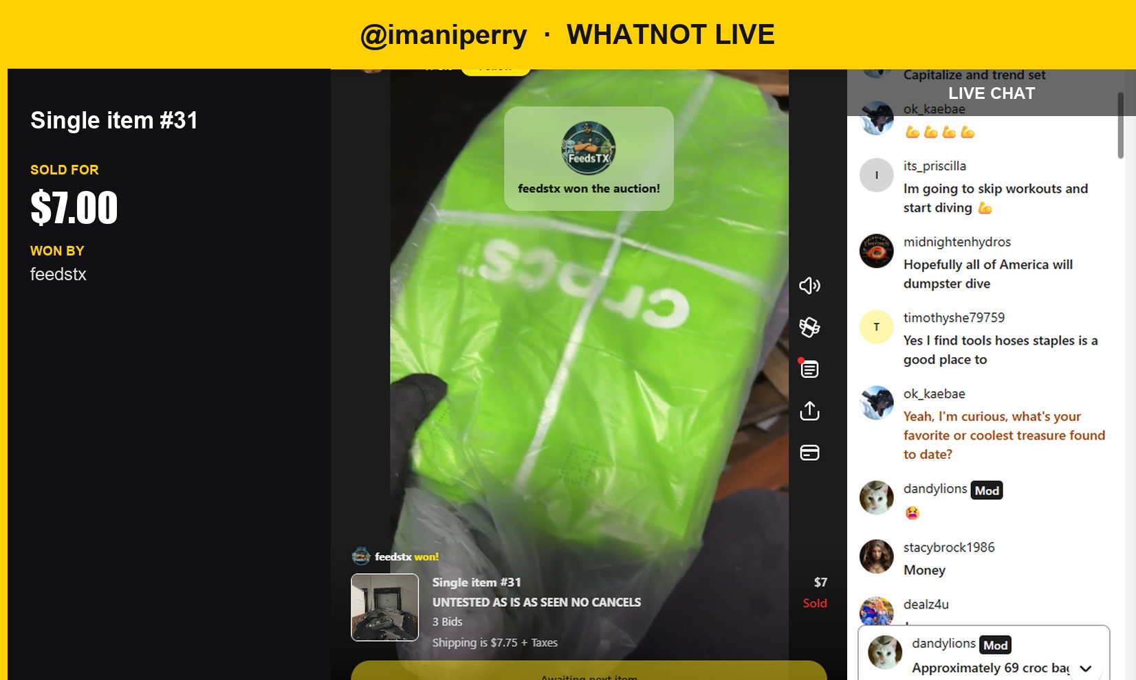 Whatnot Win: Crock Bag Bundle Finds a New Home