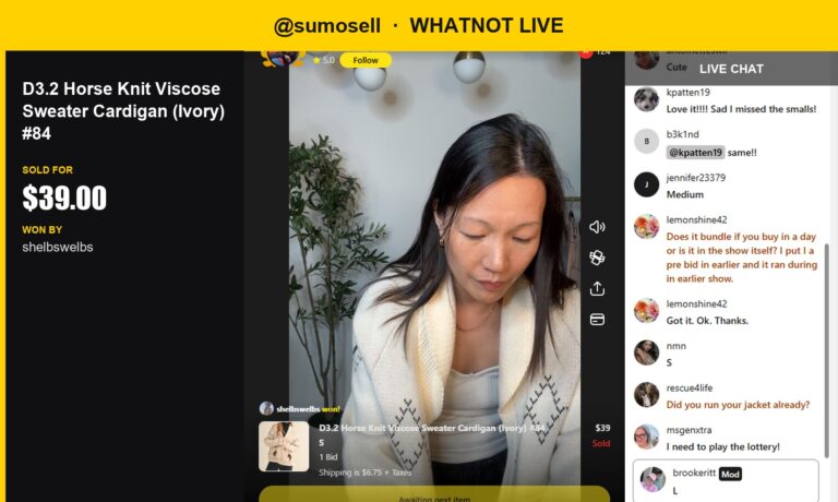 Viscose Horse Knit Cardigan Sells for $39 in SumoSell's Whatnot Show