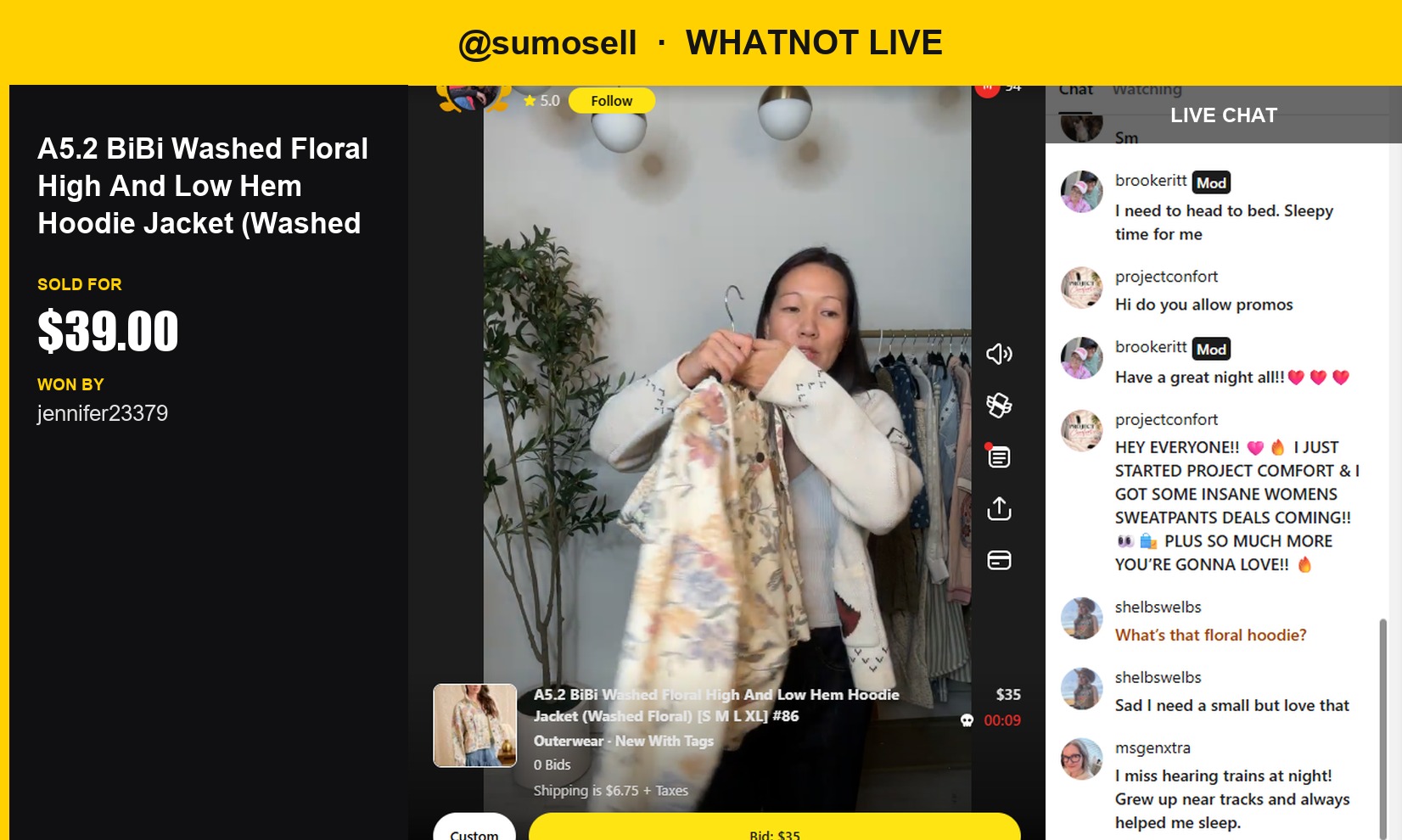SumoSell's Floral Hoodie Gets a Comforting Price on Whatnot