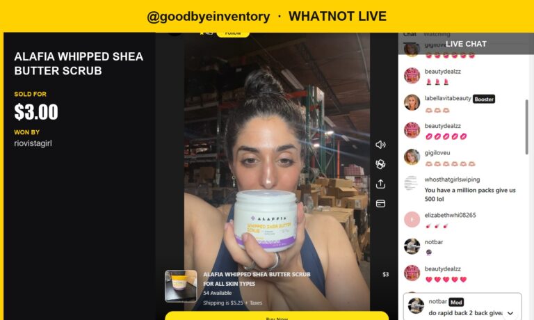 Whipped Shea Butter Scrub Sells for $3 in Whatnot Live Auction