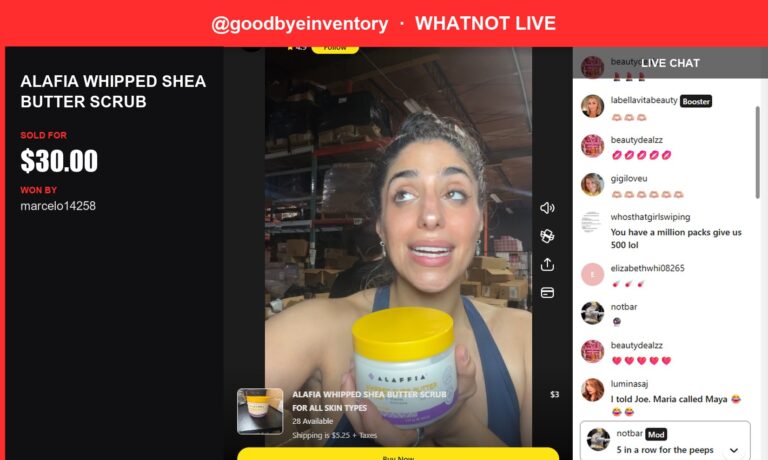 Whatnot Live Sale: ALAFIA WHIPPED SHEA BUTTER SCRUB Finds a Home!