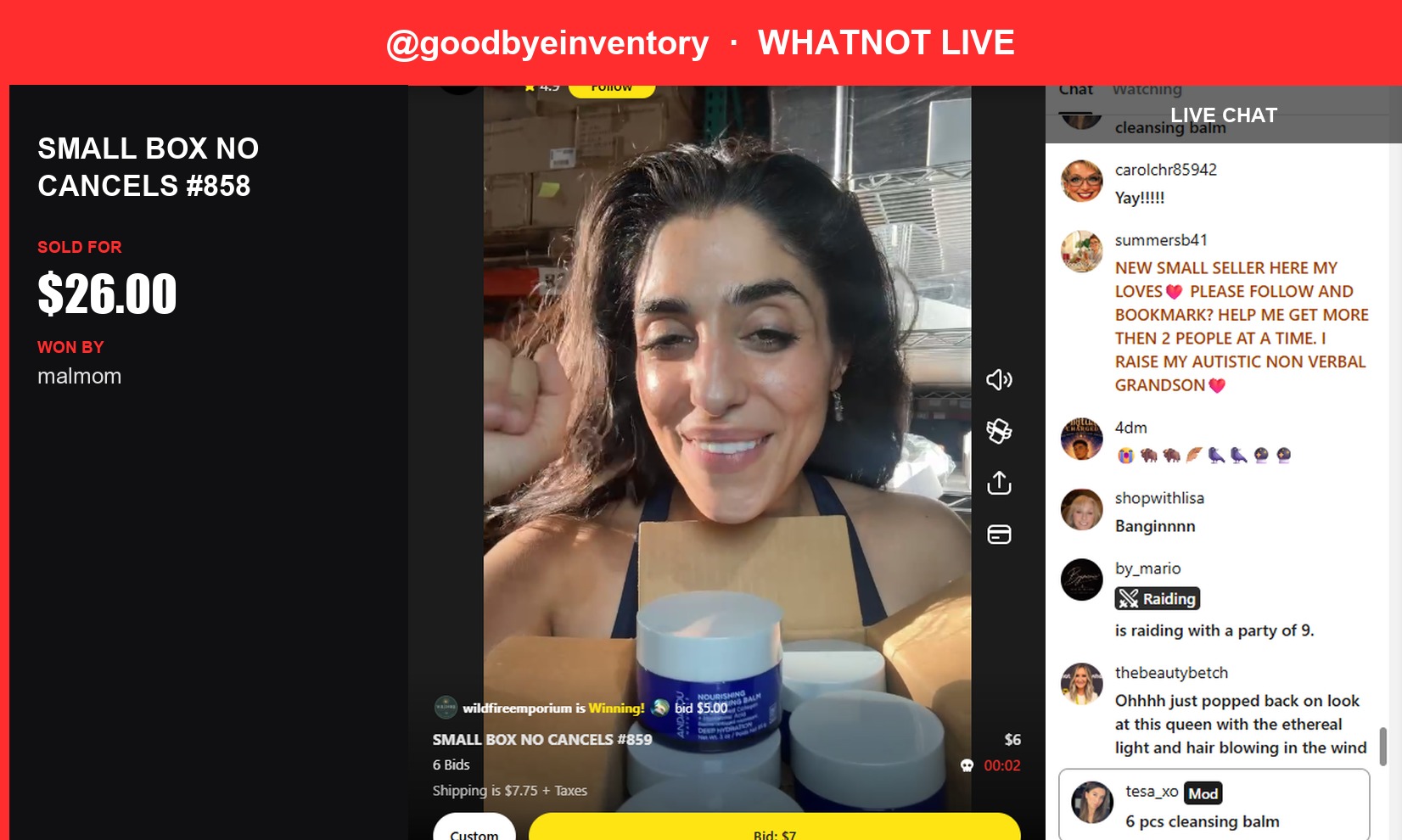 The Chatbox Queen: Goodbyeinventory's Whatnot Live Sale