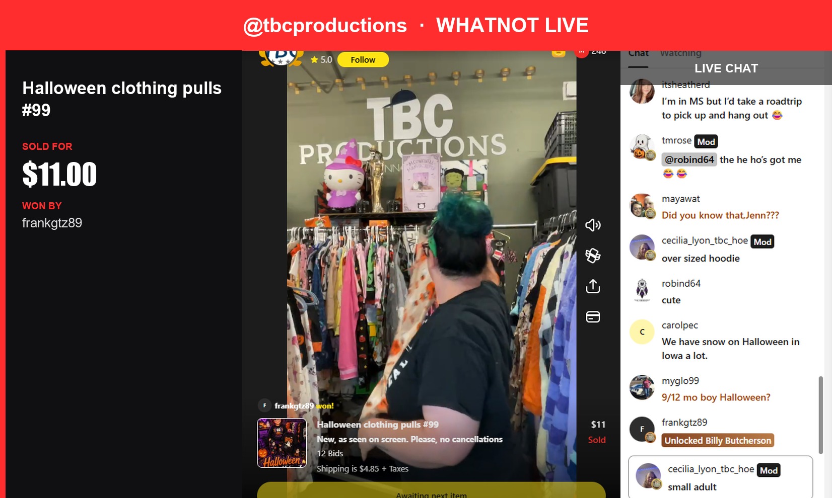 Holiday Cheer in Store: Halloween Clothing Pulls Sell for $11 on Whatnot
