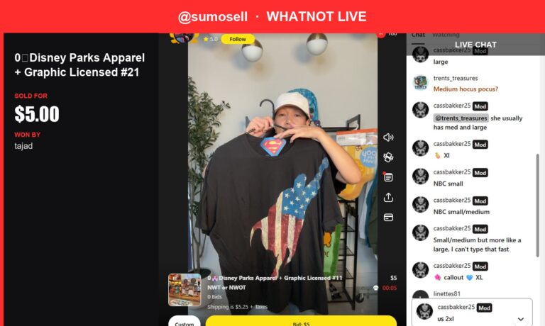 Disney Apparel Item Sells for $5 at Whatnot Live Auction