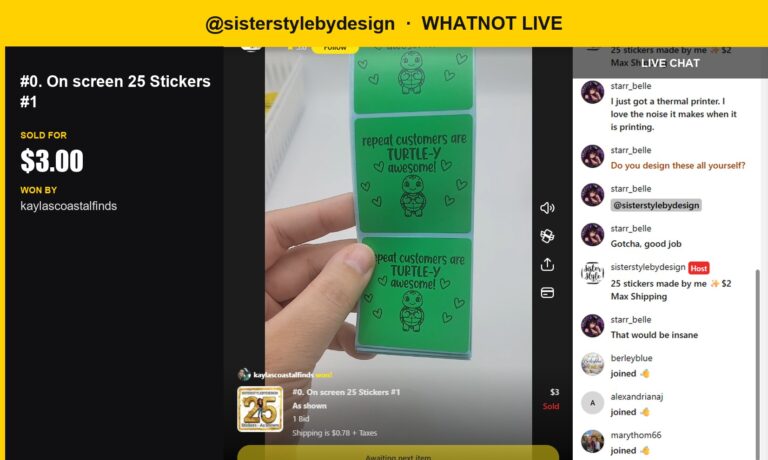Sticker Lover's Steal: 25 Stickers Sold in Whatnot Show!