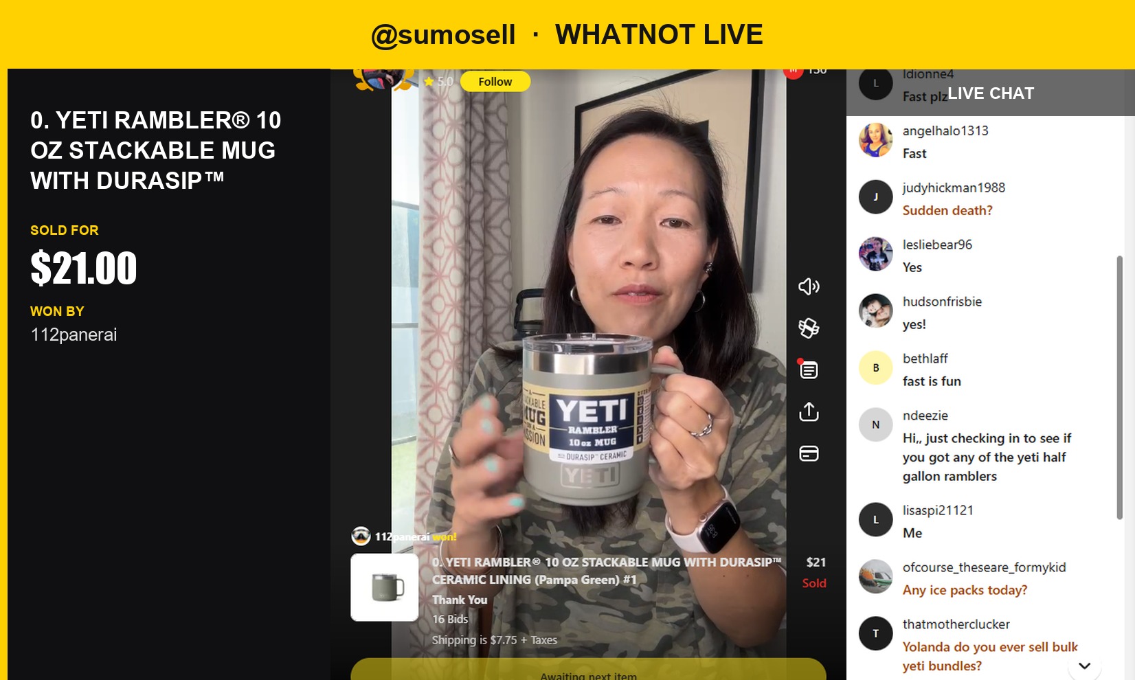 Yeti Rambler Sells Quickly in SumoSell's Live Auction