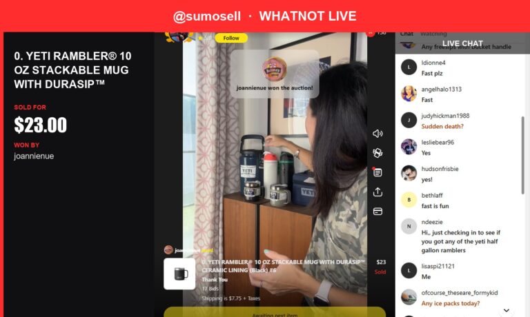 Yeti Rambler Squeezes Out a Sale at Whatnot