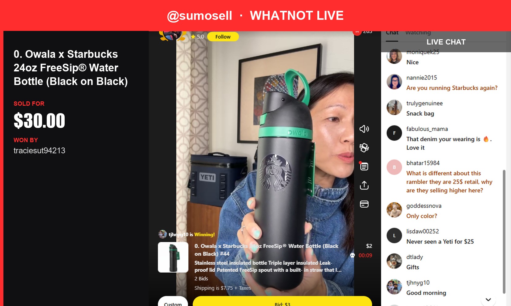 A Rare Whatnot Find: Owala x Starbucks 24oz Water Bottle Sells for $30