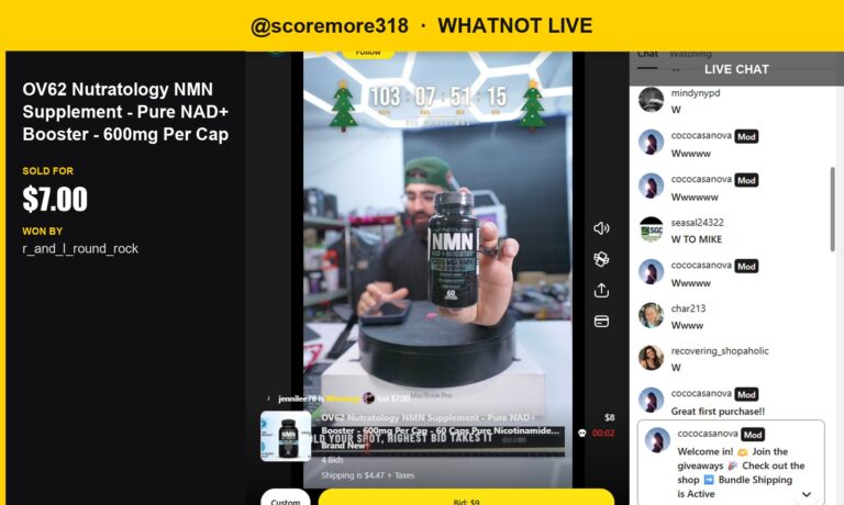 Holiday Shocker: NMN Supplement Sells for $7 on Whatnot Live Auction