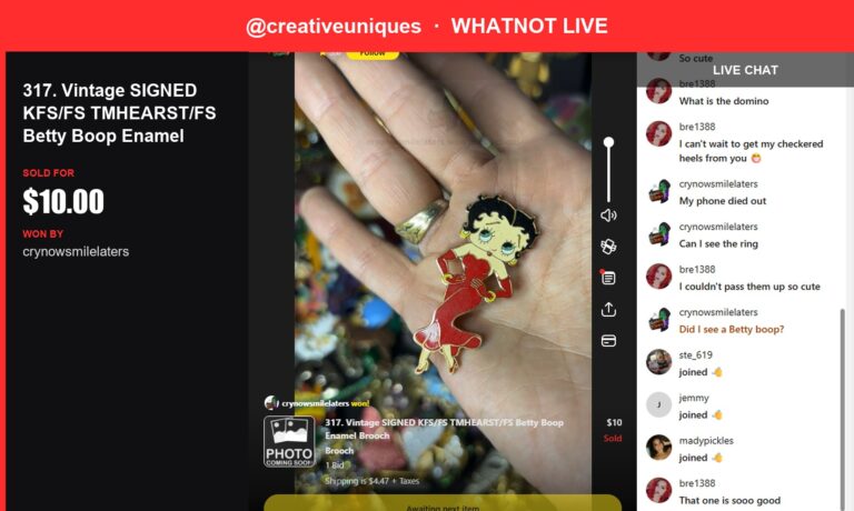 Vintage SIGNED Betty Boop Enamel Brooch Sold for $10