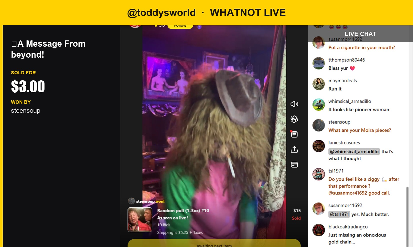 Whatnot Live Show Highlights: Toddysworld Sells Off an Antiquated "Message"