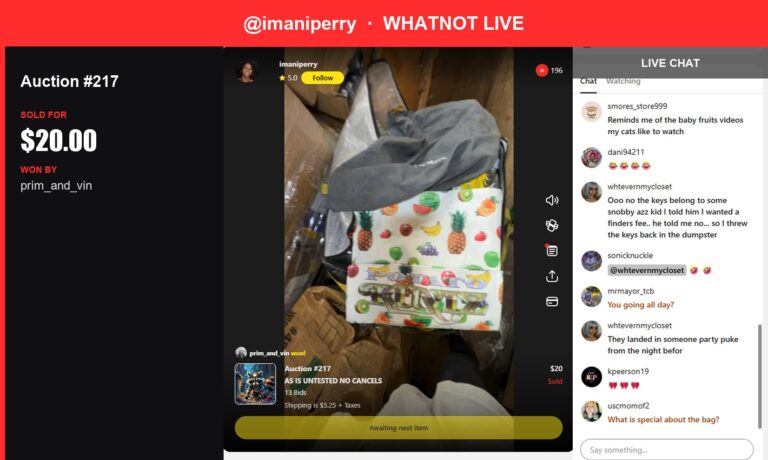 Whatnot Live Auction: Unique Lot Sells for $20