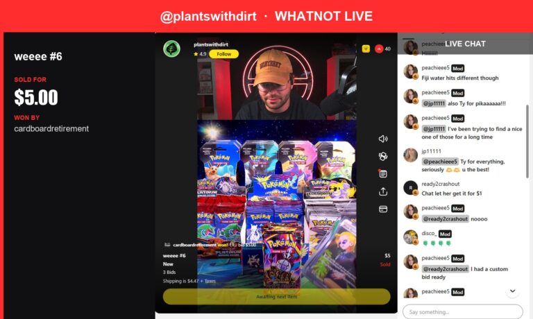 Pokémon Card Sells for $5USD in Plantswithdirt's Live Show