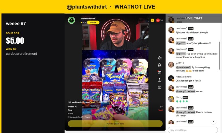 Pokémon Pack Sells for $5 in Whatnot Live Show