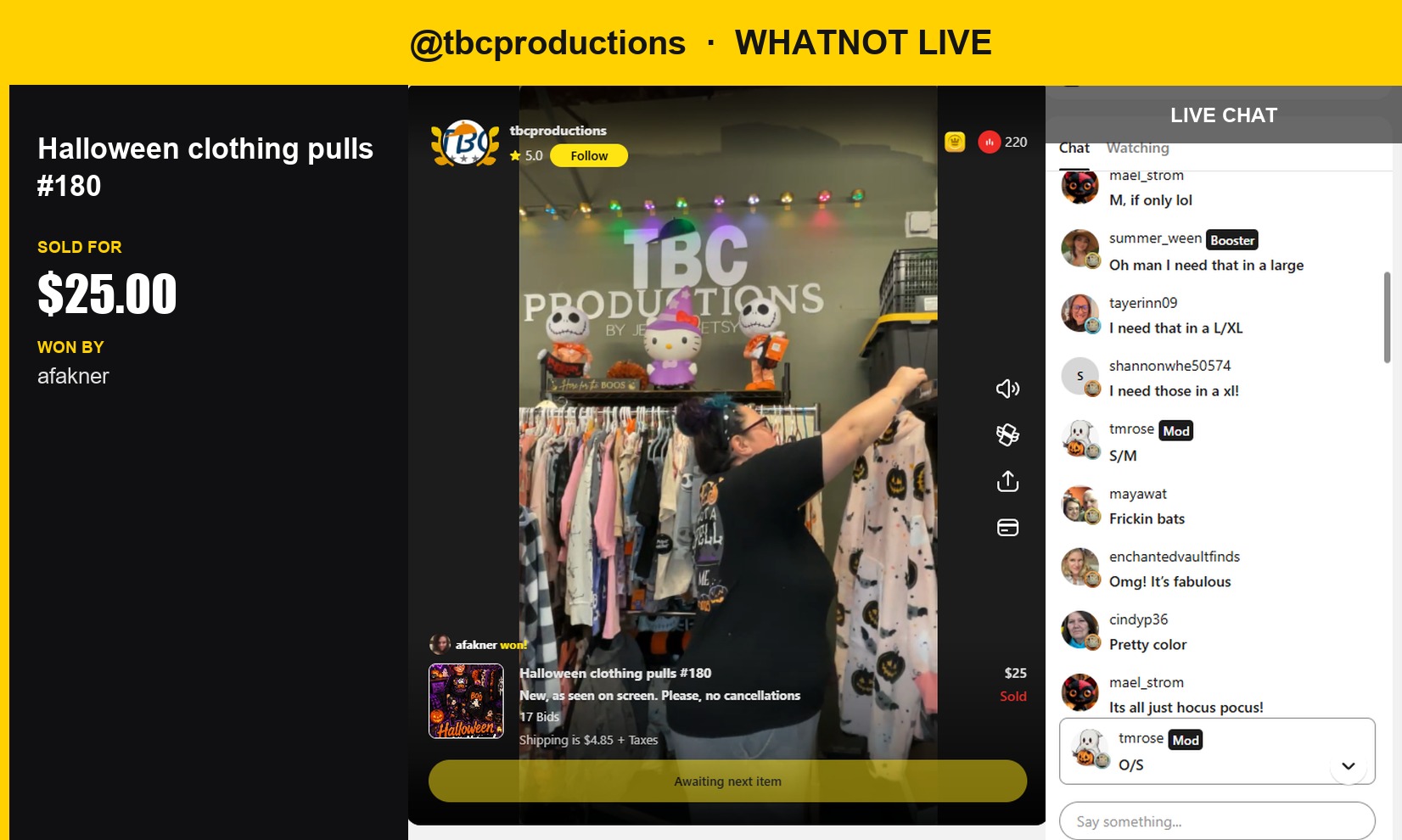 Halloween Cheer: Oversized Pull-Through Hoodie Sells in Whatnot Live Event