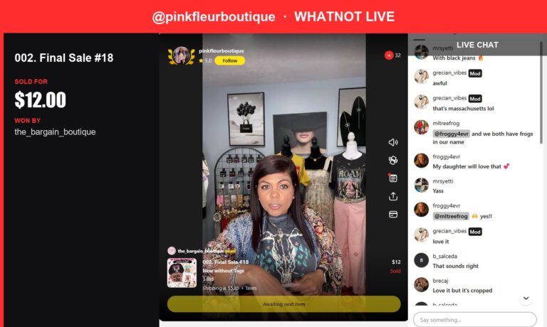 Froggy Sells Out at Pinkfleurboutique's Whatnot Show
