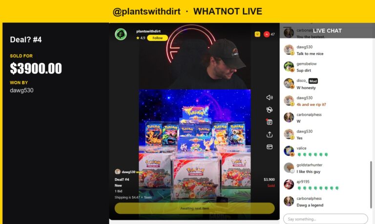 Whatnot Live Auction Recap: Seller plantswithdirt Scores Big with Pokémon Card Sale