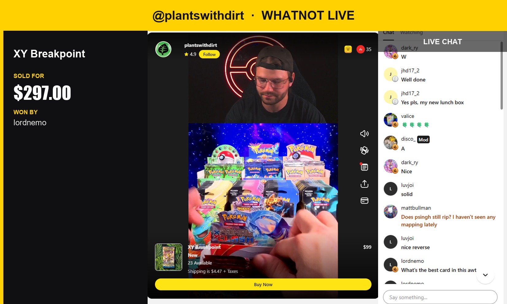 Whatnot Haul: Planteswithdirt's XY Breakpoint Card Sells for $297