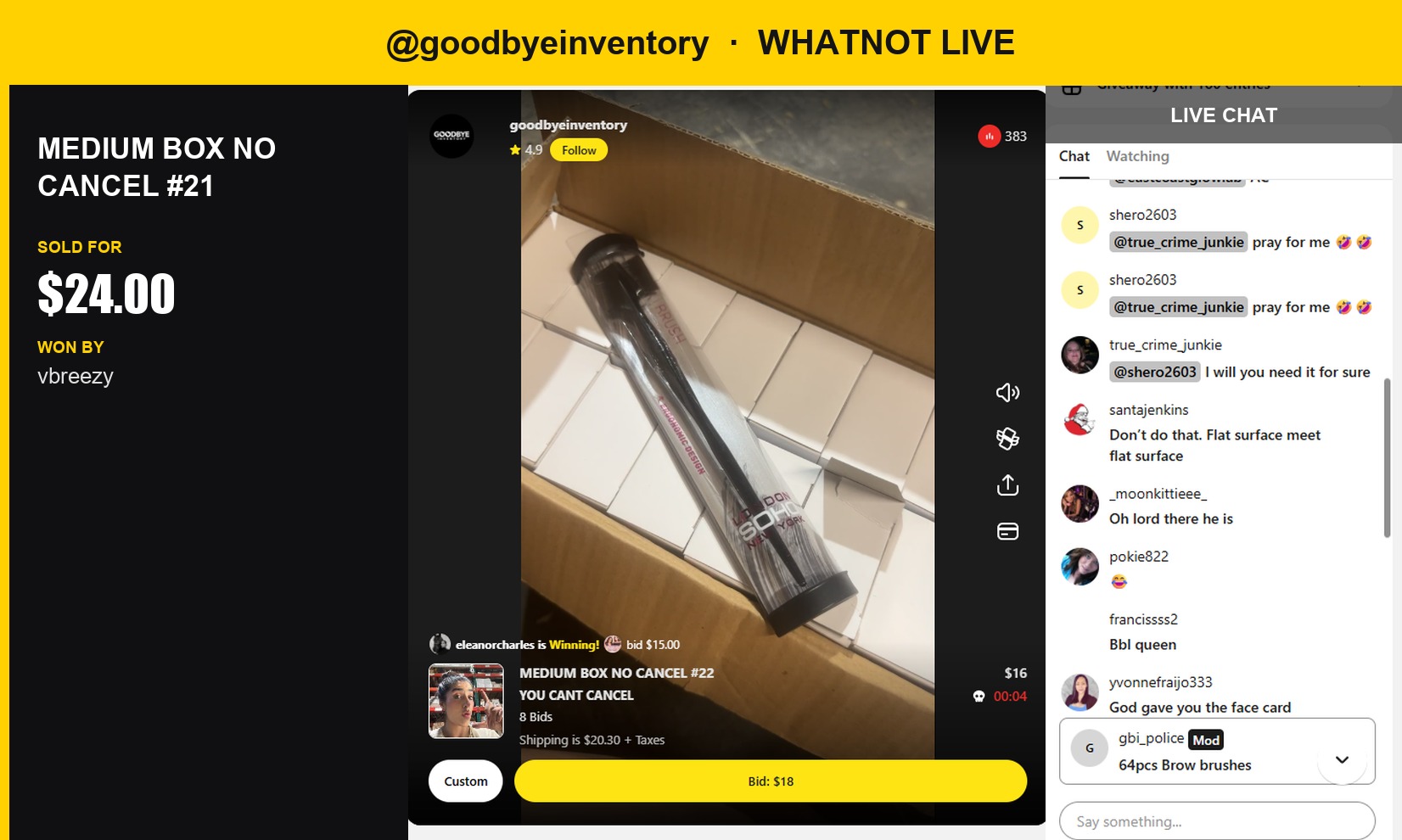 Whatnot Live Show Highlights: Goodbyeinventory's Snappy Box Sale