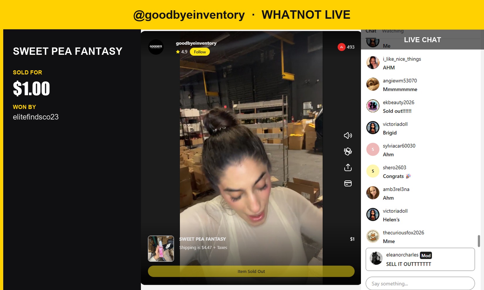 Item of the Show: SWEET PEAA FANTASY Sold for $1