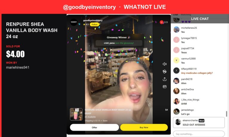 Goodbyeinventory's Whatnot Live Show: Shea Body Wash Sells for Under $5