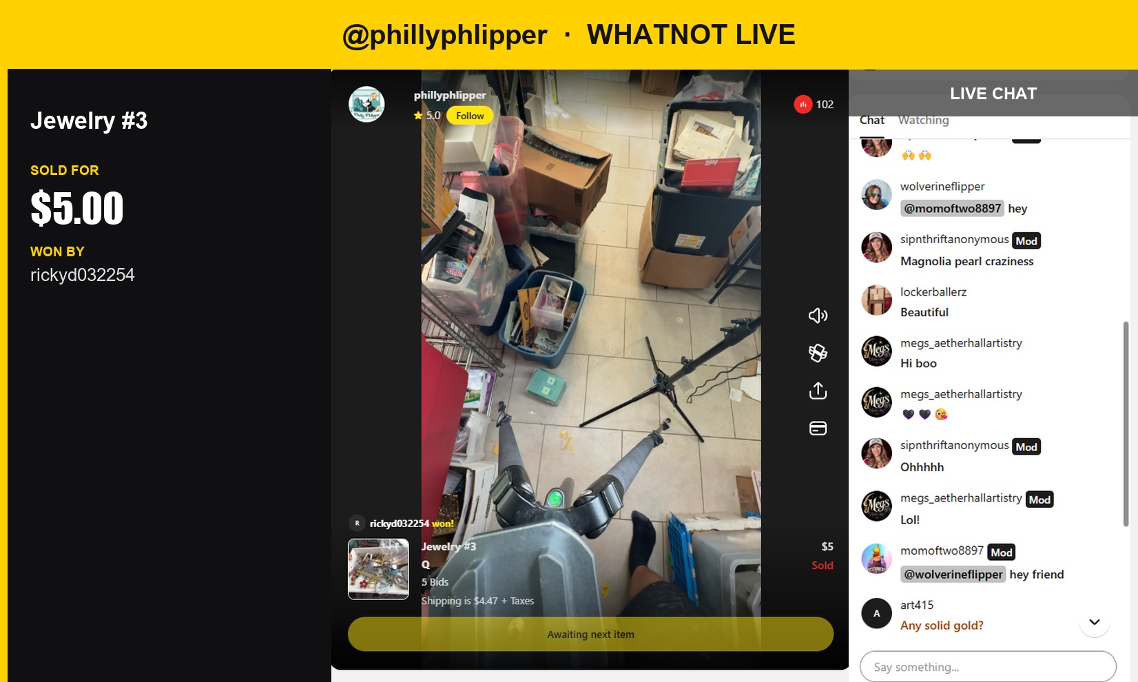 Solid Gold Hair Growth Bracelet Wins Hearts at phillyphlipper's Storage Unit Finds Live Show
