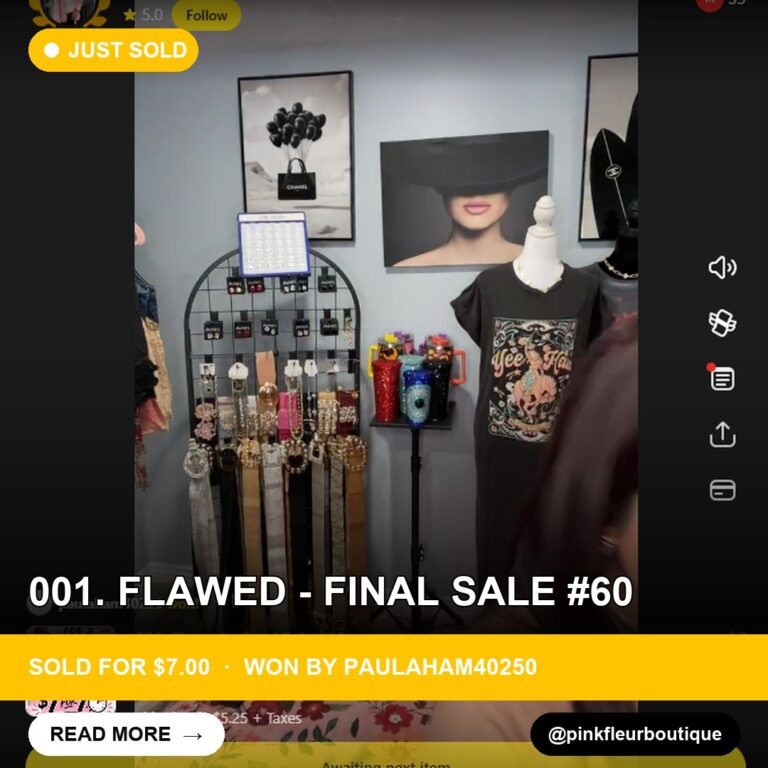 Last Chance Item Stays Strong: Pinkfleurboutique Sells Flawed Item for $7