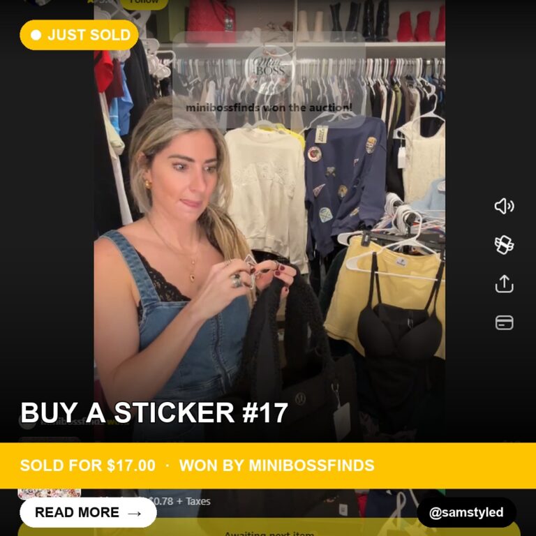 Winning Bidder Secures a Single Sticker in Samstyled's Whatnot Show
