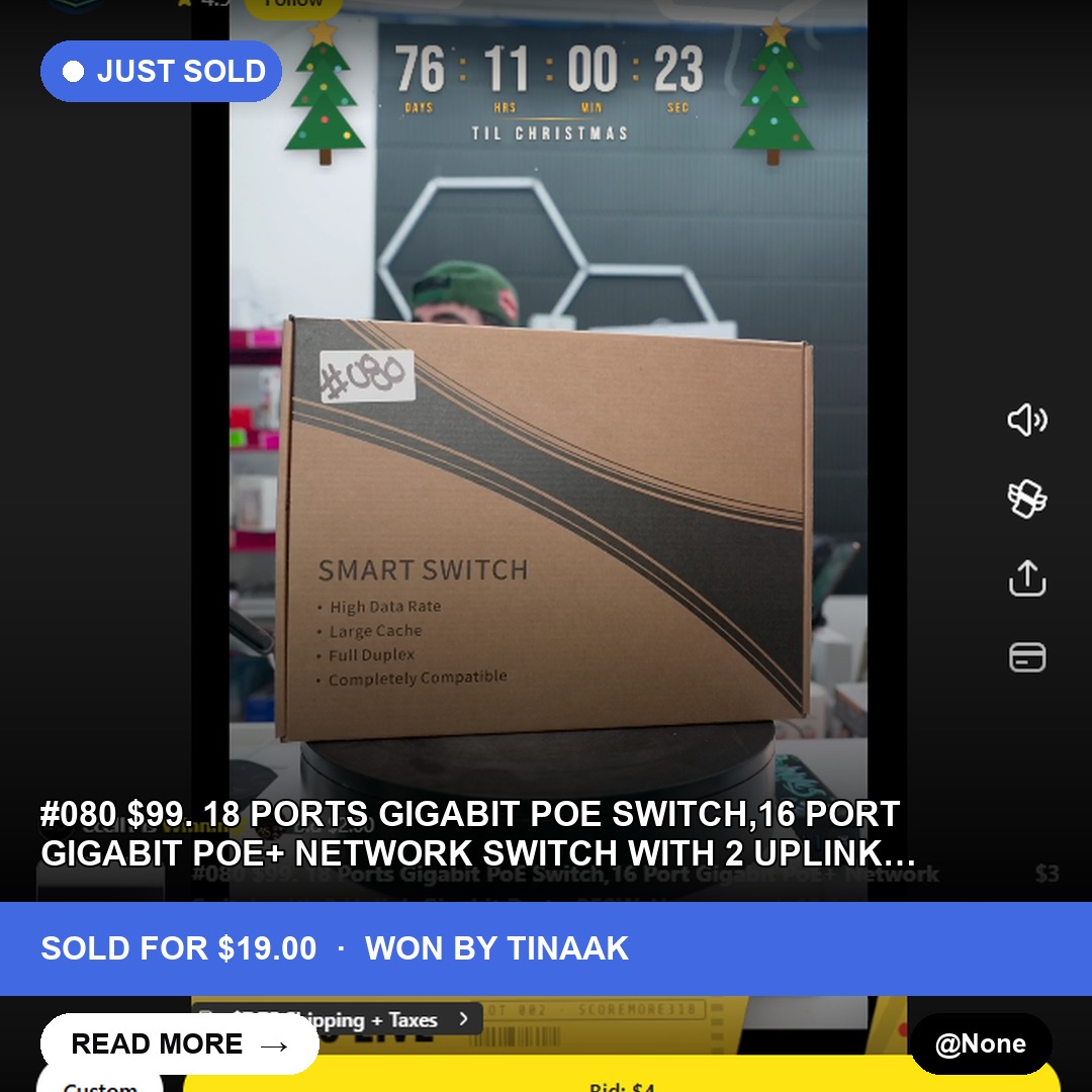 Whatnot Live Show Deal: Rare 18 Port PoE Switch