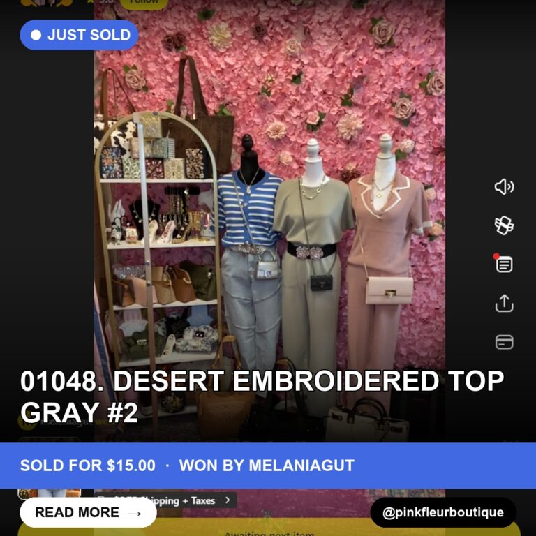 Gray Embroidered Top Sells for $15 in Whatnot Live Auction