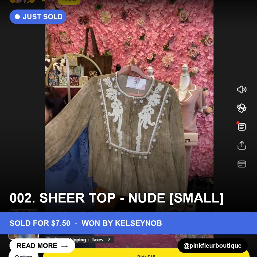 Whatnot Winner: Sheer Top in Nude for $7.50